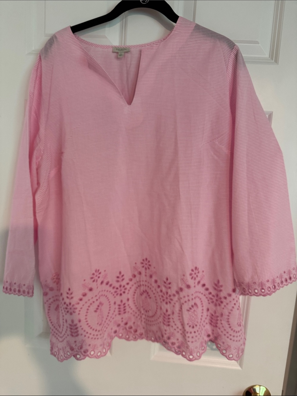 Talbots Petite Pink Embroidered Eyelet Tunic